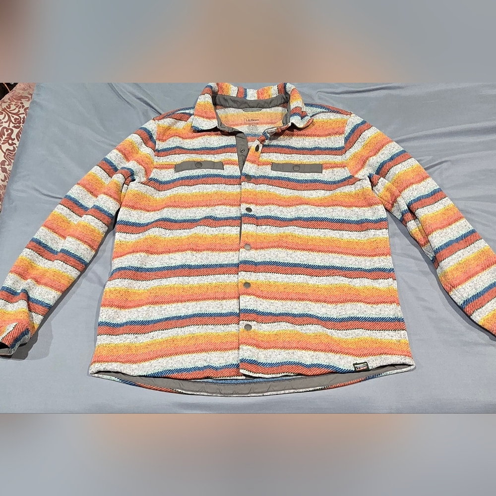 L.L. Bean Striped Button Down Jacket Size XL